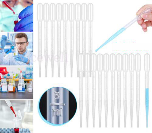 Up to 300x Plastic Pipettes Eye Dropper Disposable Graduated Transfer Liquid 3ML