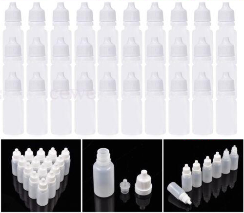 50x Plastic Empty Dropper Bottle Squeezable Drop Liquid Container 10/15/20/30ml