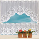 2PCS/Set White Lace Kitchen Home Window Cafe Curtain w Scallope Edge 160cm Wide