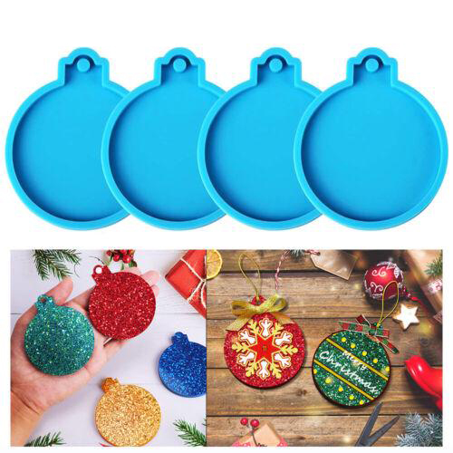 12PCS Christmas Bauble Silicone Mould Resin Mold Plain Round Circle DIY Crafts