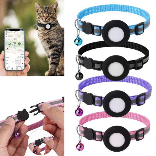 Adjustable Cat Collar Reflective Small Pet Cat Collar Strap for Apple Air Tag AU