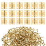 100pcs Small Mini Decorative Jewelry Cigar Box Hinges Brushed Brass+ Nails
