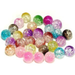 60X Crackle 8mm Beads Acrylic Plastic Round Mixed Crackled Jewellery Making New