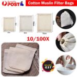 100x Mesh Food Bags Filter bag Muslin Bags Cheesecloth Bags Nut Strainer Cotton