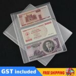 10pcs Paper Money Banknote Holders Album 3 Pockets Pages Sleeves Storage Note AU
