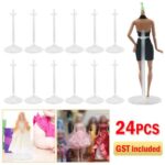 12/24pcs Transparent Waist Support Doll Display Stand Plastic Dollhouse Holder