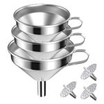 1/3xStainless Steel Funnel Oil Liquid Funnel Metal Funnel with Detachable Filter - Image 5