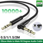 1-3x Elbow Male to Male 90 Degree Headphone Wire Aux Cord Audio Cable 3.5mm Jack