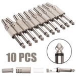 1/4'' 6.35mm Male Mono Monaural Audio Cable Jack Connector Plug Kit 10pcs/pack - Image 3