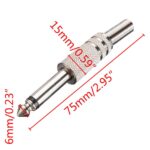 1/4'' 6.35mm Male Mono Monaural Audio Cable Jack Connector Plug Kit 10pcs/pack - Image 2