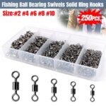 250PCS/Box Fishing Ball Bearing Swivels Solid Ring Hooks Tackle Tools Connectors - Image 2