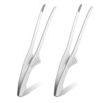2PCS Japanese Style Stainless Steel Grill Tongs Kitchen Camping Barbecue Buffet