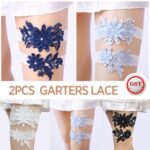 2Pc Wedding Bridal Garter Set Lace Floral Satin Tossing Bowknot Keep and Throw