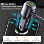 2 in 1 Dash Cam Car Charger Double USB Fast Charging Laptop Lighter Power Cable - Image 4