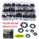 340PC For Starlock Washers Push On Lock Star Nut Fastener Clips Lock M3 M4 M5 M6
