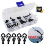 35PCS Ceramic Fishing Rod Guide Tips Top Eye Rings Line Repair Kit 7 Sizes Set