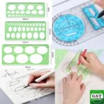 3pcs Geometric Template Ruler Plastic Circles Squares Stencil Measuring Tool AU