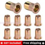 40X M8 Nutsert Rivnut Rivet Nut Large Flange Splined Open End Zinc-Plated Steel
