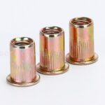 40X M8 Nutsert Rivnut Rivet Nut Large Flange Splined Open End Zinc-Plated Steel - Image 2