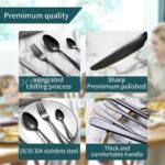 4PCs Stainless Steel Black Cutlery Dinner Tea Set Knife Fork Spoon Kits - Image 3