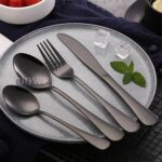 4PCs Stainless Steel Black Cutlery Dinner Tea Set Knife Fork Spoon Kits - Image 2