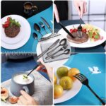 4PCs Stainless Steel Black Cutlery Dinner Tea Set Knife Fork Spoon Kits - Image 5