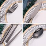 4PCs Stainless Steel Black Cutlery Dinner Tea Set Knife Fork Spoon Kits - Image 4