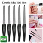 5PCS Double Sided Nail Files Stainless Steel Plastic Handle Metal File AU Stock