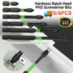 5/6X PH2 Magnetic Cross Phillips Impact Batch Head Hardness Screwdriver Bit Kit