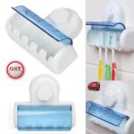 5 Racks Suction Cup Dust-proof Toothbrush Holder Bathroom Wall Storage Hook