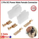 5 Sets Radio DC Power Connector Plug T-Type 2 Pin Male Female Wiring Adapter AU