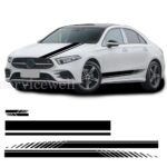 5x Long Stripe Graphics Car Side Body Sticker Hood Mirror Vinyl Decal Black - Image 4