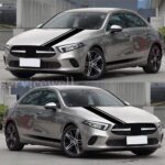 5x Long Stripe Graphics Car Side Body Sticker Hood Mirror Vinyl Decal Black - Image 7