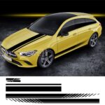 5x Long Stripe Graphics Car Side Body Sticker Hood Mirror Vinyl Decal Black - Image 2