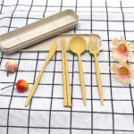 6PCS Travel Cutlery Set Portable Reusable Spoon Fork Chopsticks Box Tableware AU - Image 5