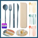 6PCS Travel Cutlery Set Portable Reusable Spoon Fork Chopsticks Box Tableware AU - Image 4