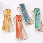 6PCS Travel Cutlery Set Portable Reusable Spoon Fork Chopsticks Box Tableware AU