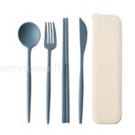 6PCS Travel Cutlery Set Portable Reusable Spoon Fork Chopsticks Box Tableware AU - Image 7