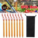 8Pcs Titanium Alloy Tent Stakes Nail Pegs With Rope Lightweight Camping Outdoor
