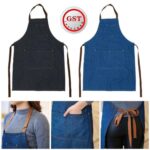 Adjustable Denim Pocket Bib Baking Cooking Oil Resistant Kitchen Bar Chefs Apron
