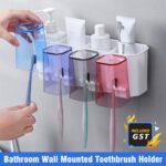 Bathroom Wall Mounted Toothbrush Holder Toothpaste Stand Storage Rack with Cup