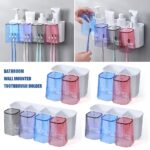 Bathroom Wall Mounted Toothbrush Holder Toothpaste Stand Storage Rack with Cup - Image 4
