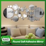 Circle Mirror Tiles Wall Stickers Art Decal Bedroom Silver Home Art Decor DIY