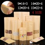 Kraft Paper Stand Up Doy Pouch with Zip Food Grade Bags Window Food Storage