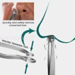 Nasal Cleaning Trimmer Round Tip Stainless Steel Nose Hair Tweezers Leather Bag - Image 4