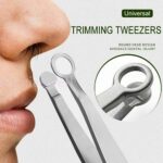 Nasal Cleaning Trimmer Round Tip Stainless Steel Nose Hair Tweezers Leather Bag - Image 7
