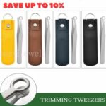 Nasal Cleaning Trimmer Round Tip Stainless Steel Nose Hair Tweezers Leather Bag