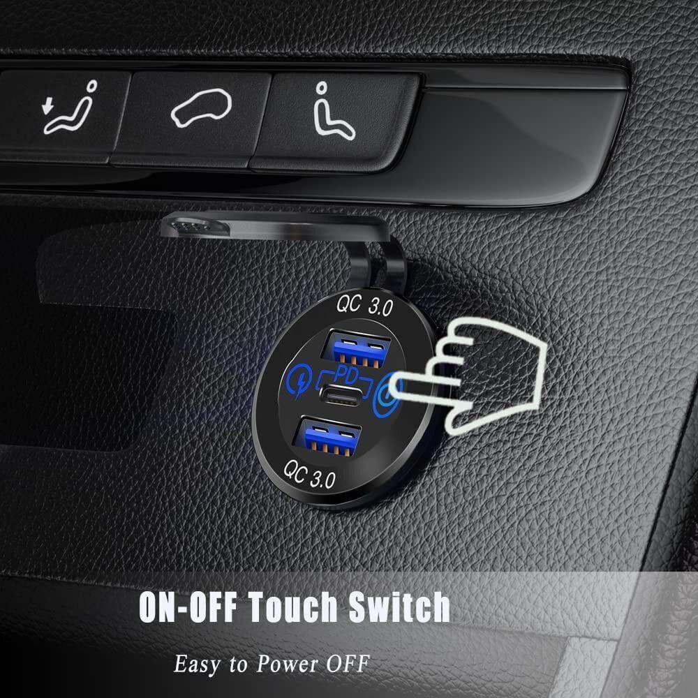 PD Type C Dual USB Car Charger QC 3.0 Charger 12V 24V Power Outlet Socket 60W - Image 4