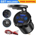 PD Type C Dual USB Car Charger QC 3.0 Charger 12V 24V Power Outlet Socket 60W