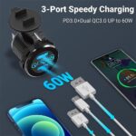 PD Type C Dual USB Car Charger QC 3.0 Charger 12V 24V Power Outlet Socket 60W - Image 3